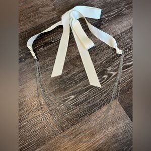 America Eagle multi-way-to-wear multi-strand silver necklace with white bow